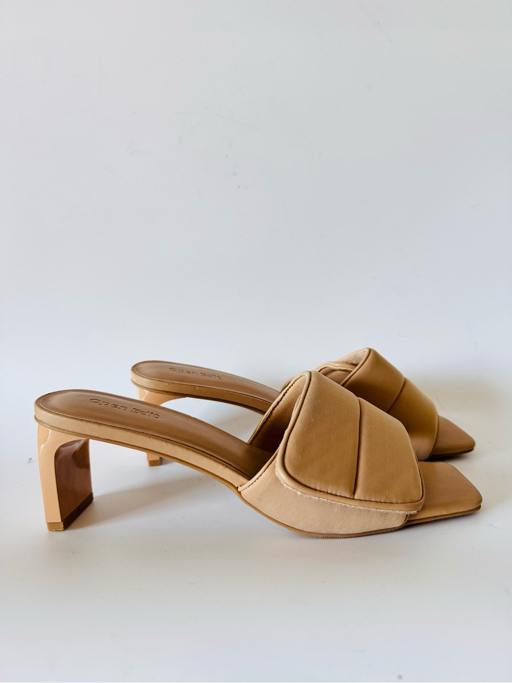 Padded Square-Toe Mule in Tan
